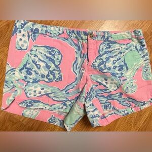 Lilly Pulitzer Pink & Blue Shell Print Cotton Shorts - Size 4